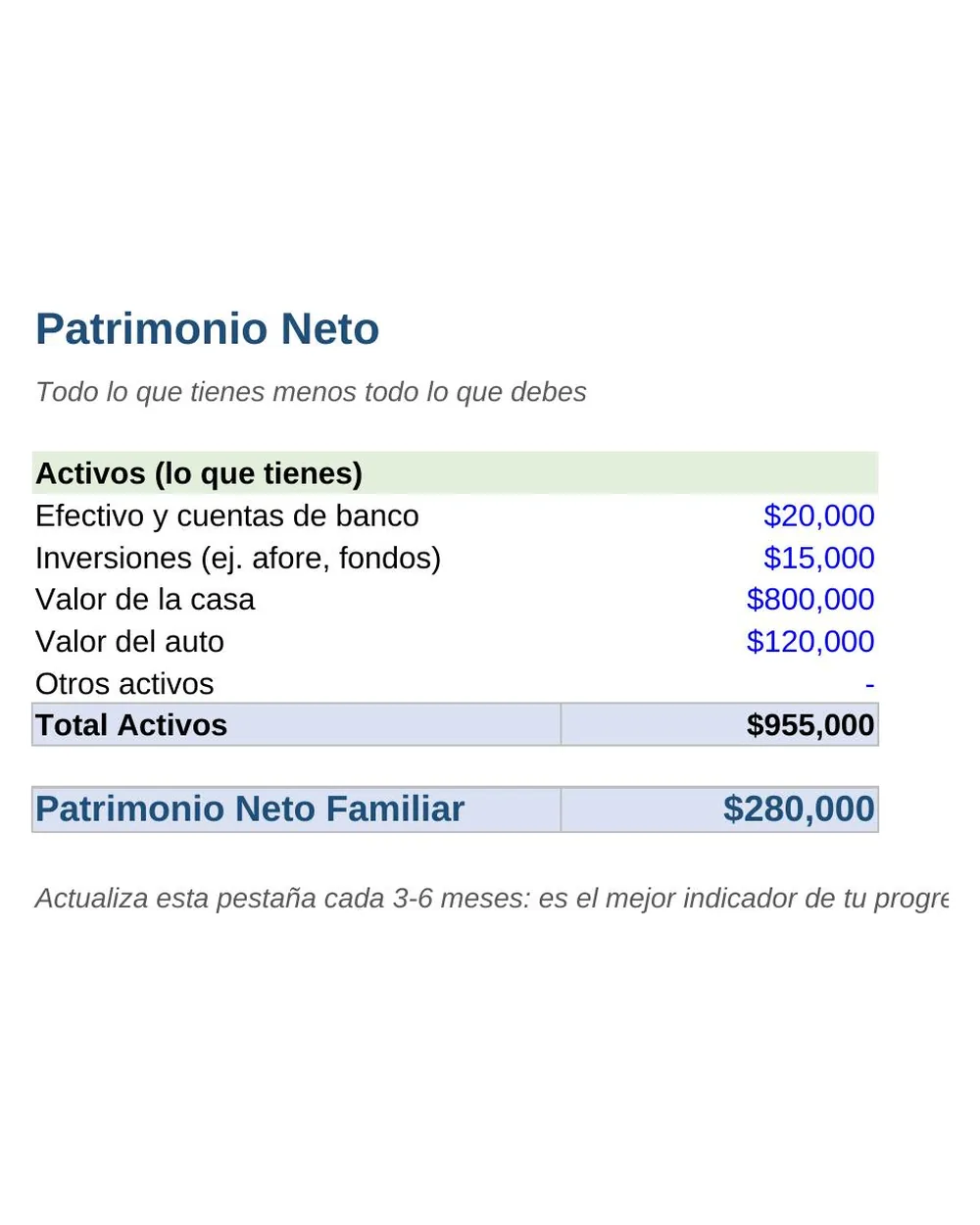Vista de patrimonio neto de la Edición Completa